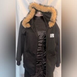 Grunge Fur Hooded Zip Up Jacket - Size 1